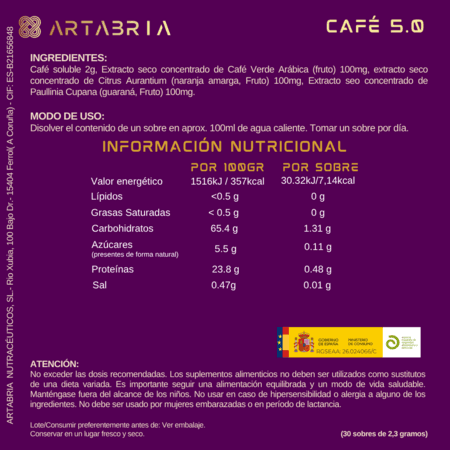 MÁS POR MENOS! CAFE 5.0 ARTABRIA - FÓRMULA MEJORADA (¡Ahora MÁS POTENTE!) 3